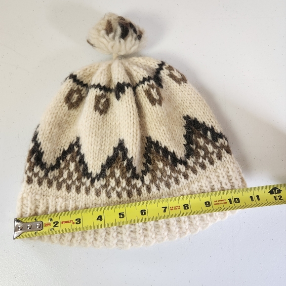 Handmade Vintage Wool Brown Beanie Winter Hat Touque Mens Womens Cowichan 90s - Picture 4 of 6